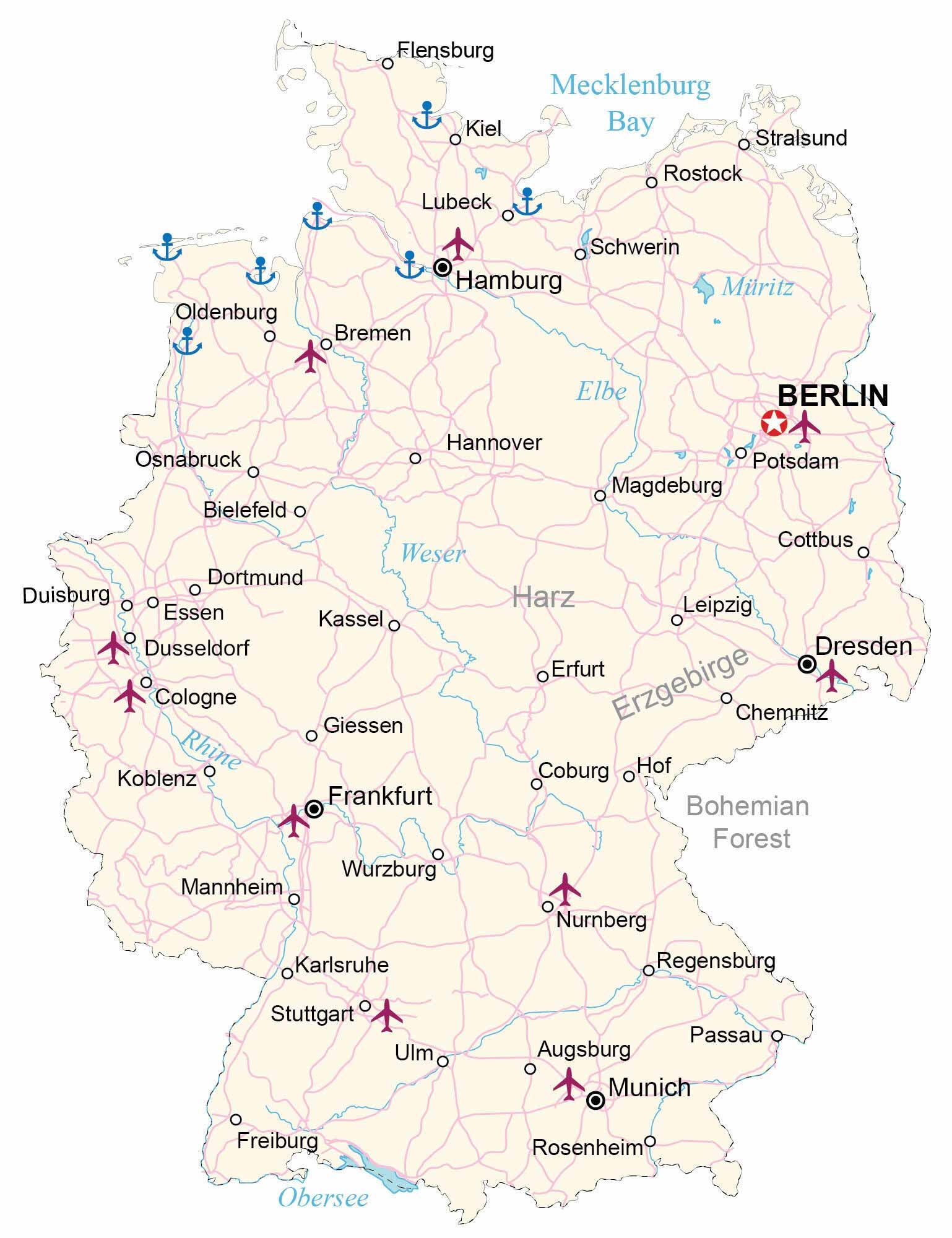 Large Printable Map Of Germany