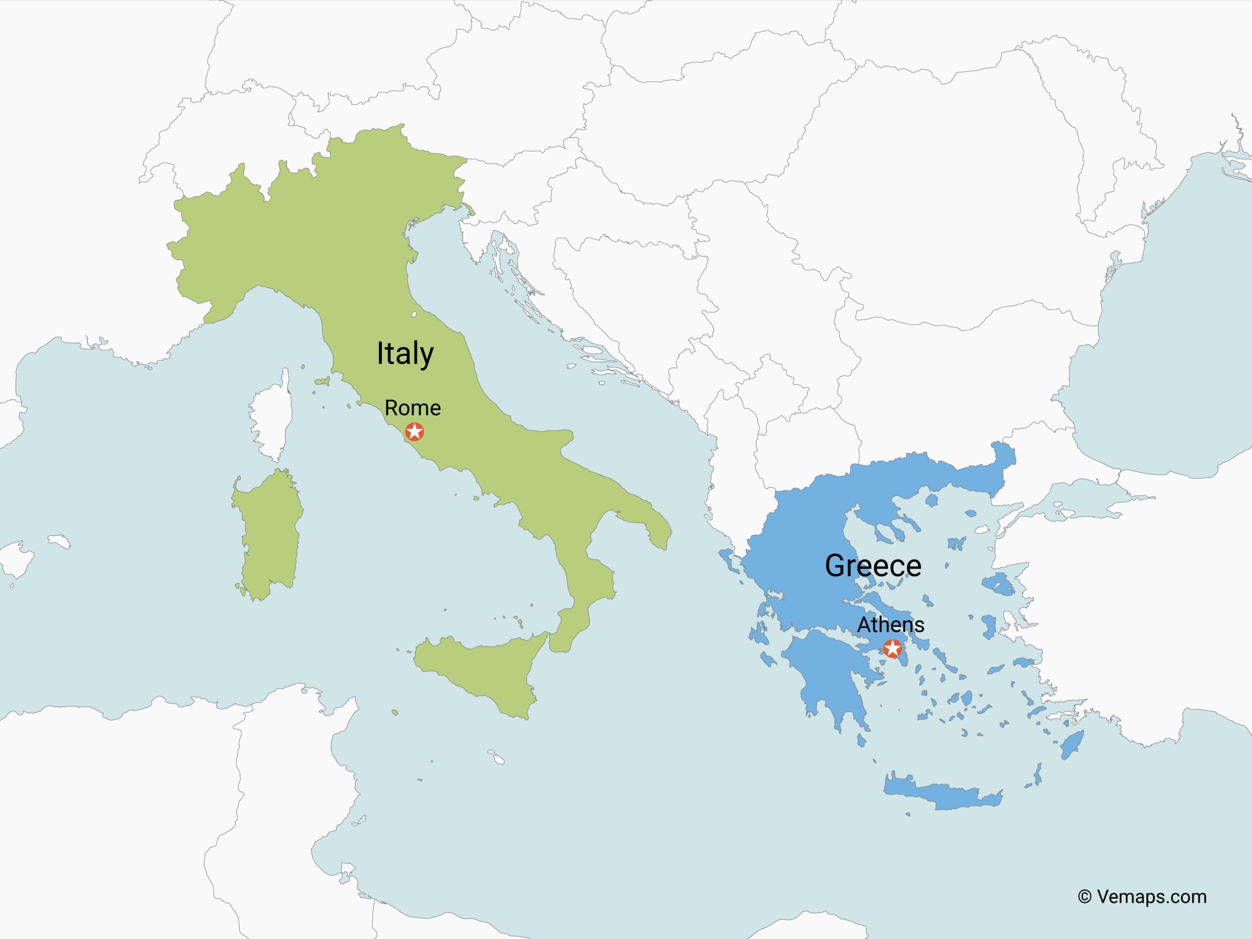 Free Printable Map Of Italy And Greece