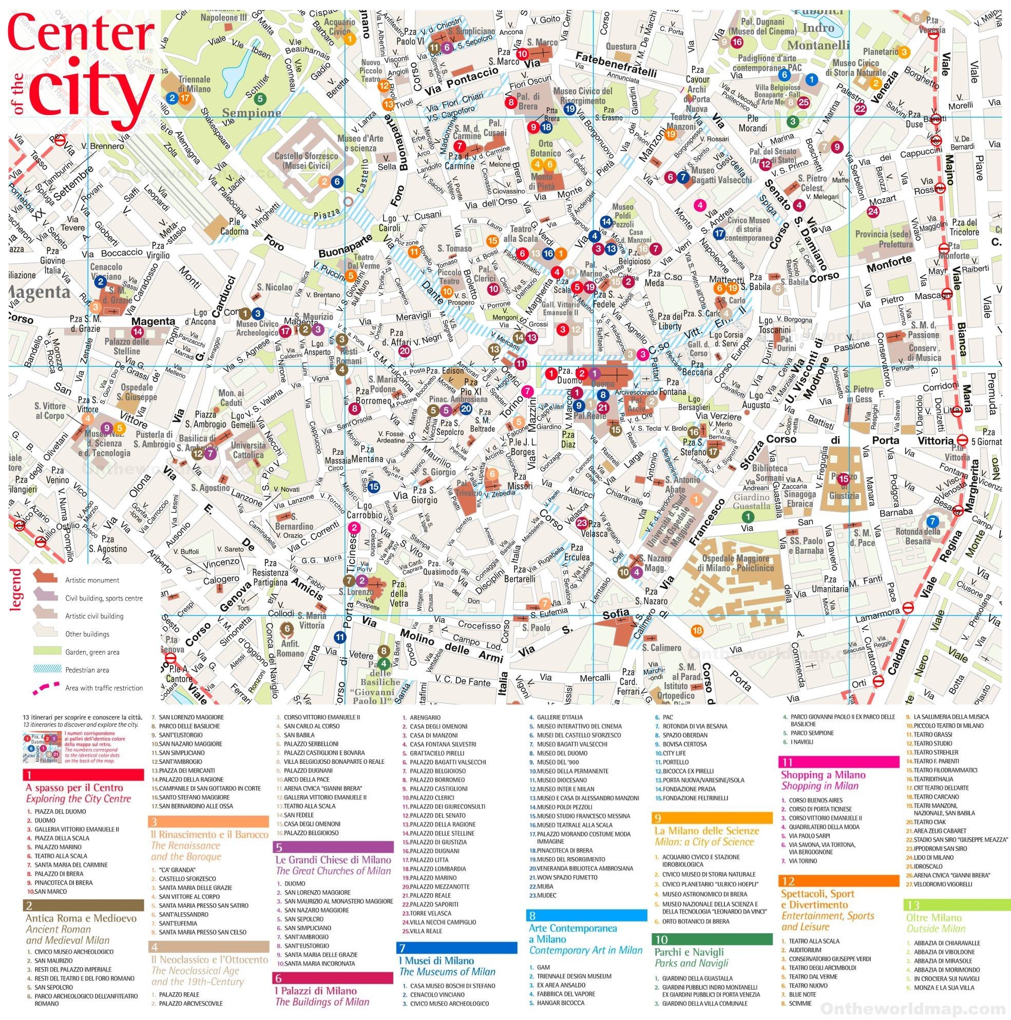 Milano Tourist Map Printable
