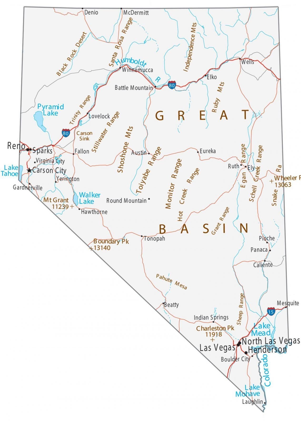 Maps On Nevada To Printable