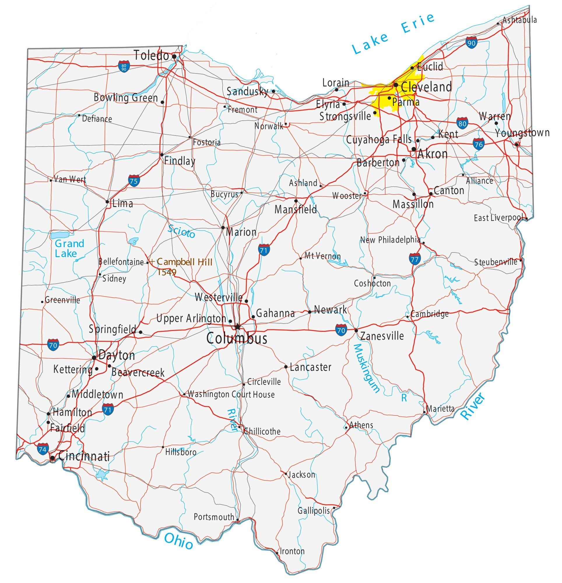 Ohio State Map Printable