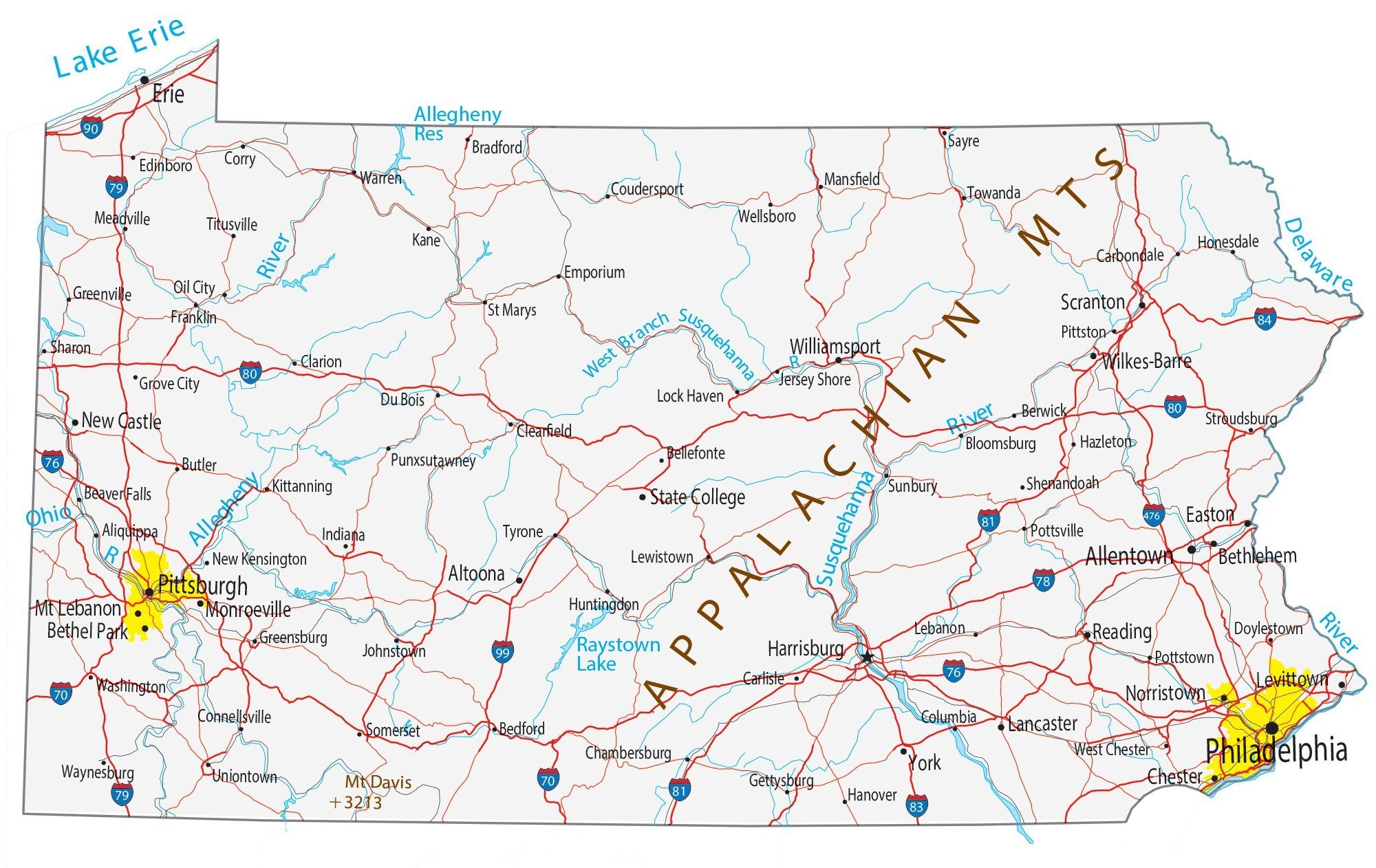 Printable Map Of Pennsylva