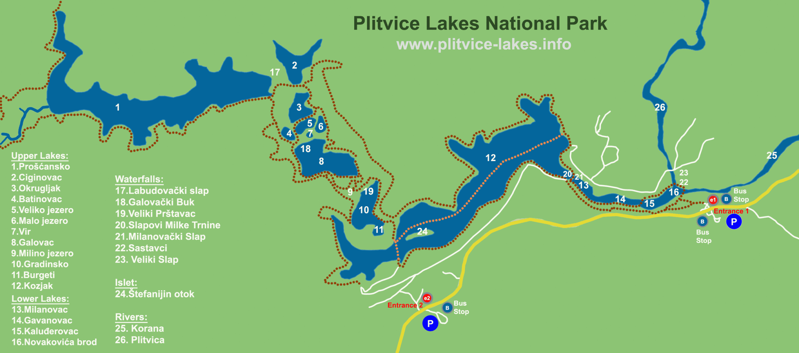 Croatia Plitvice Lakes National Park Map
