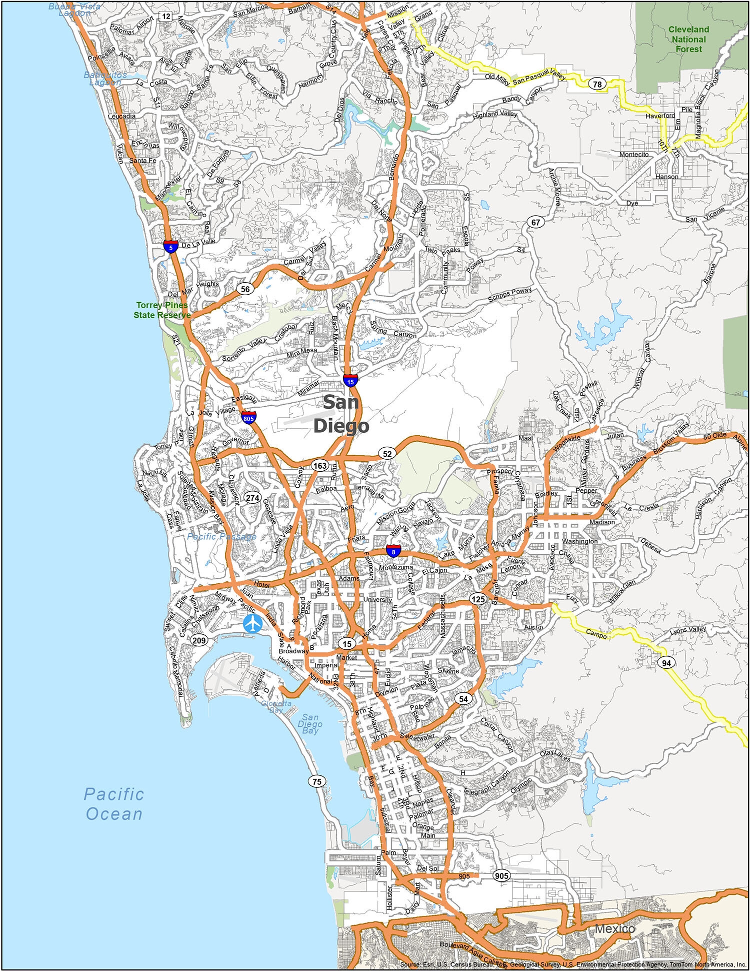 Free Printable Freeway Maps Of San Diego