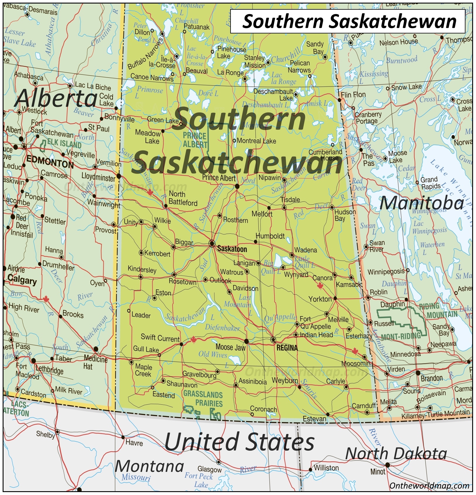 Printable Map Of Southern Saskatchewan