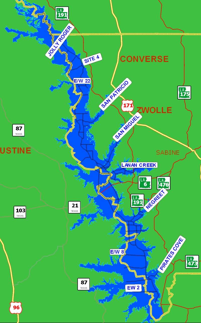 Printable Toledo Bend Map