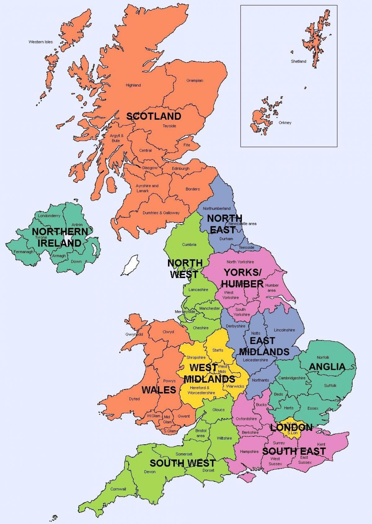 Printable UK States Map