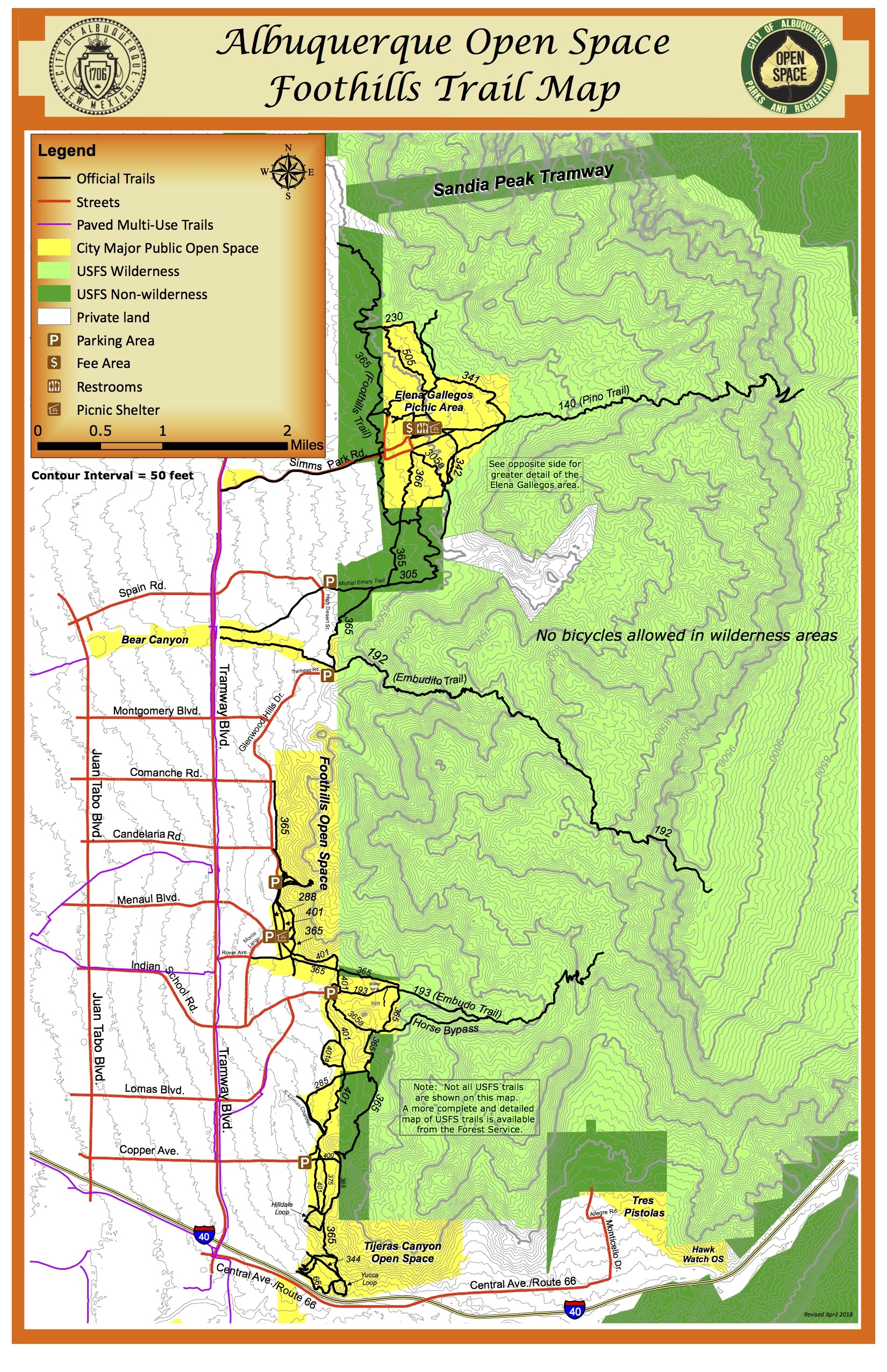 Elena Gallegos Trails Printable Map