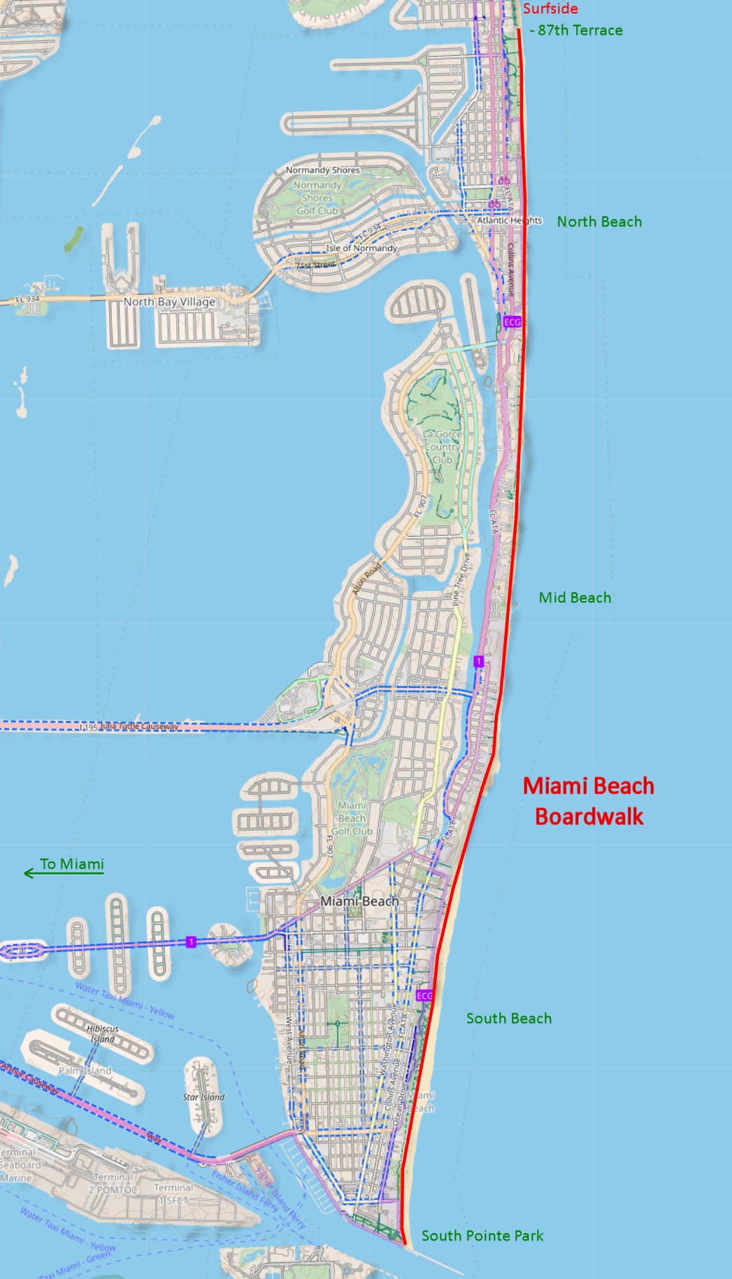 South Beach Miami Printable Map
