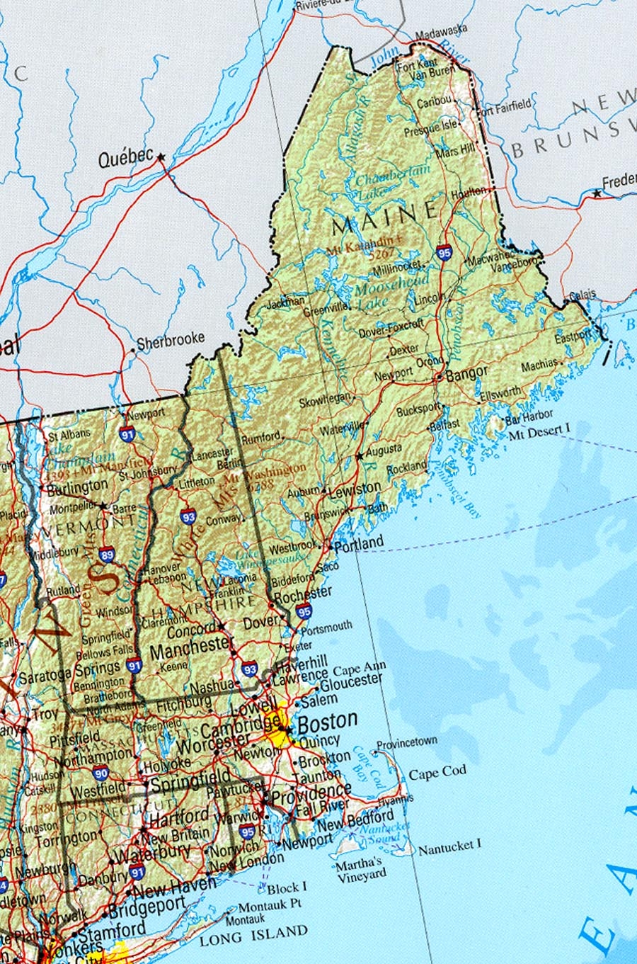 Printable Map Of New England USA