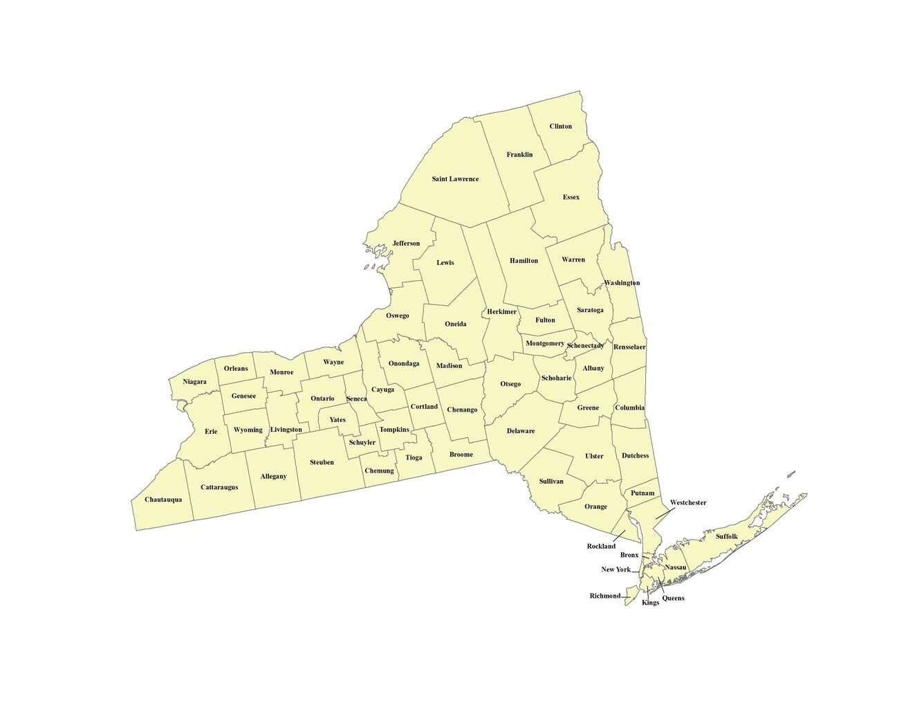 New York State County Map Printable