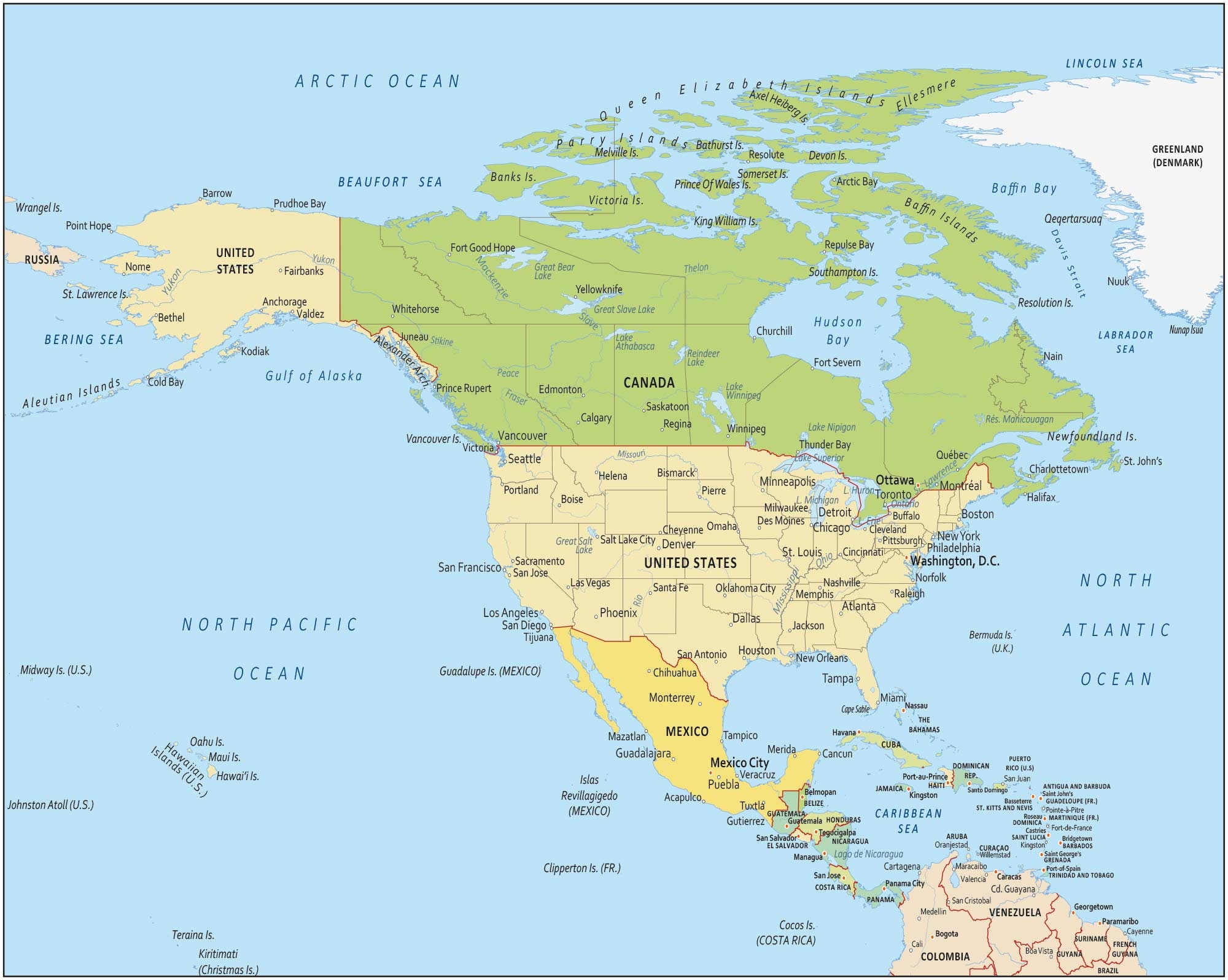 Printable Map Of North American Countries