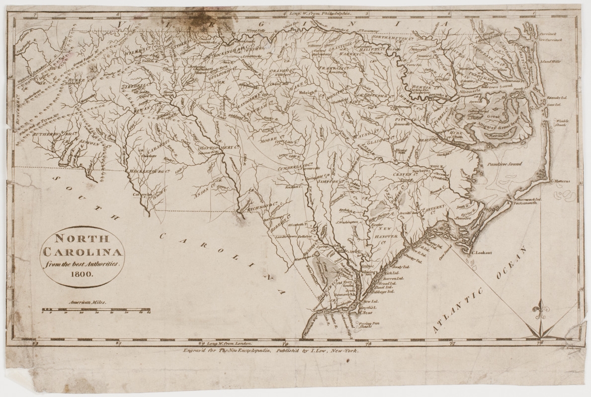 Printable Blank 1800s North Carolina Map