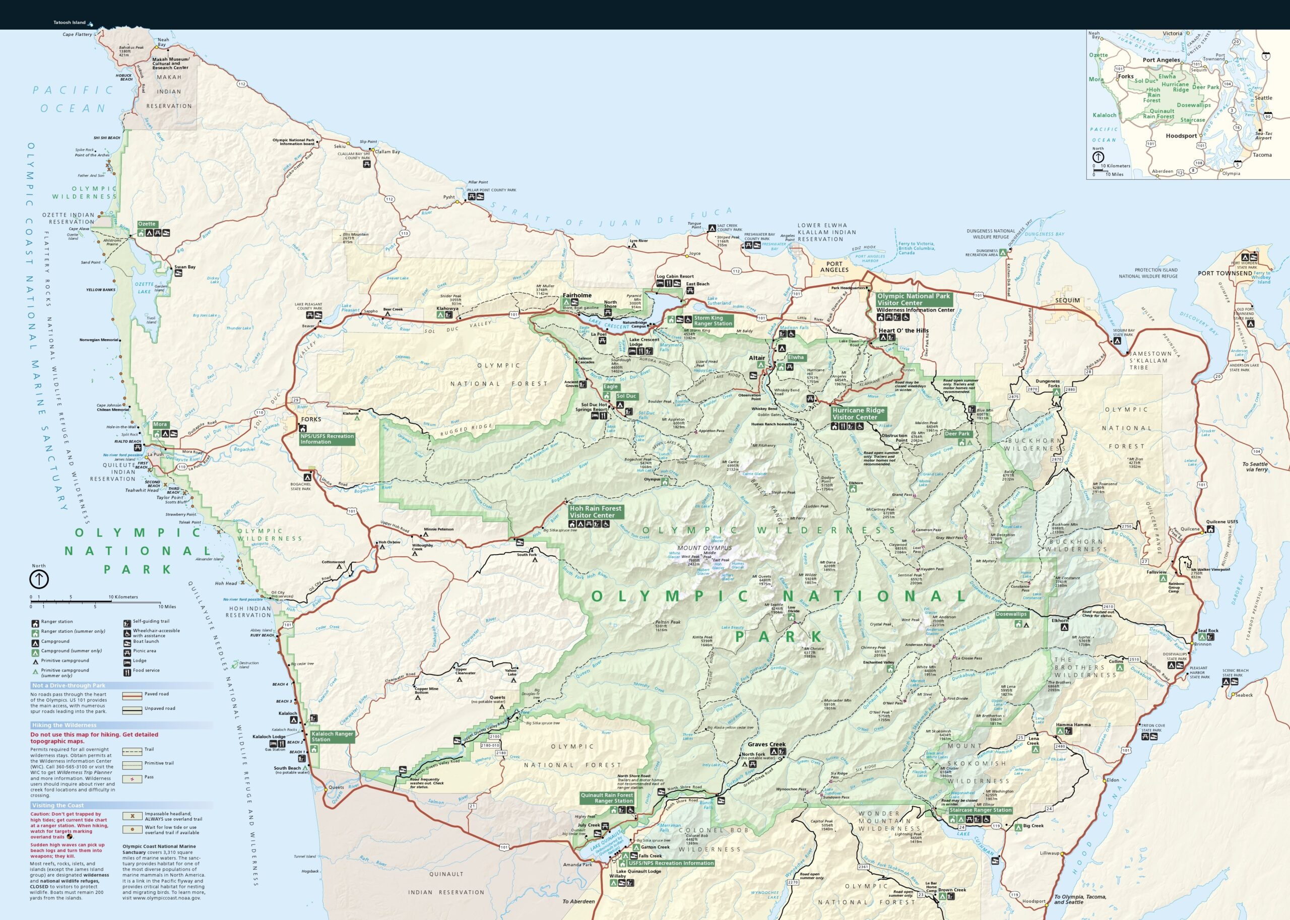 Olympic National Park Hiking Map