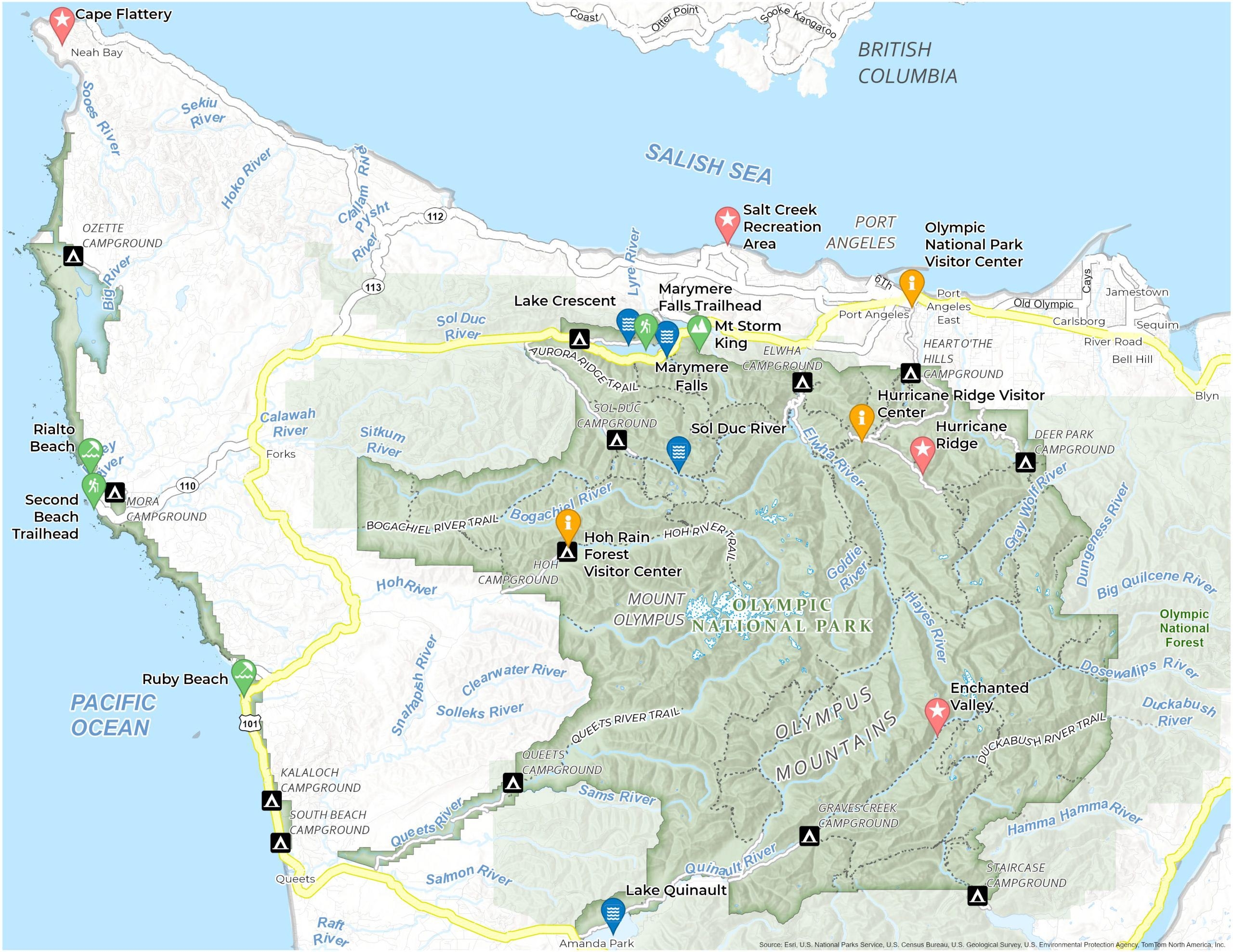 Olympic National Park Map Attractions