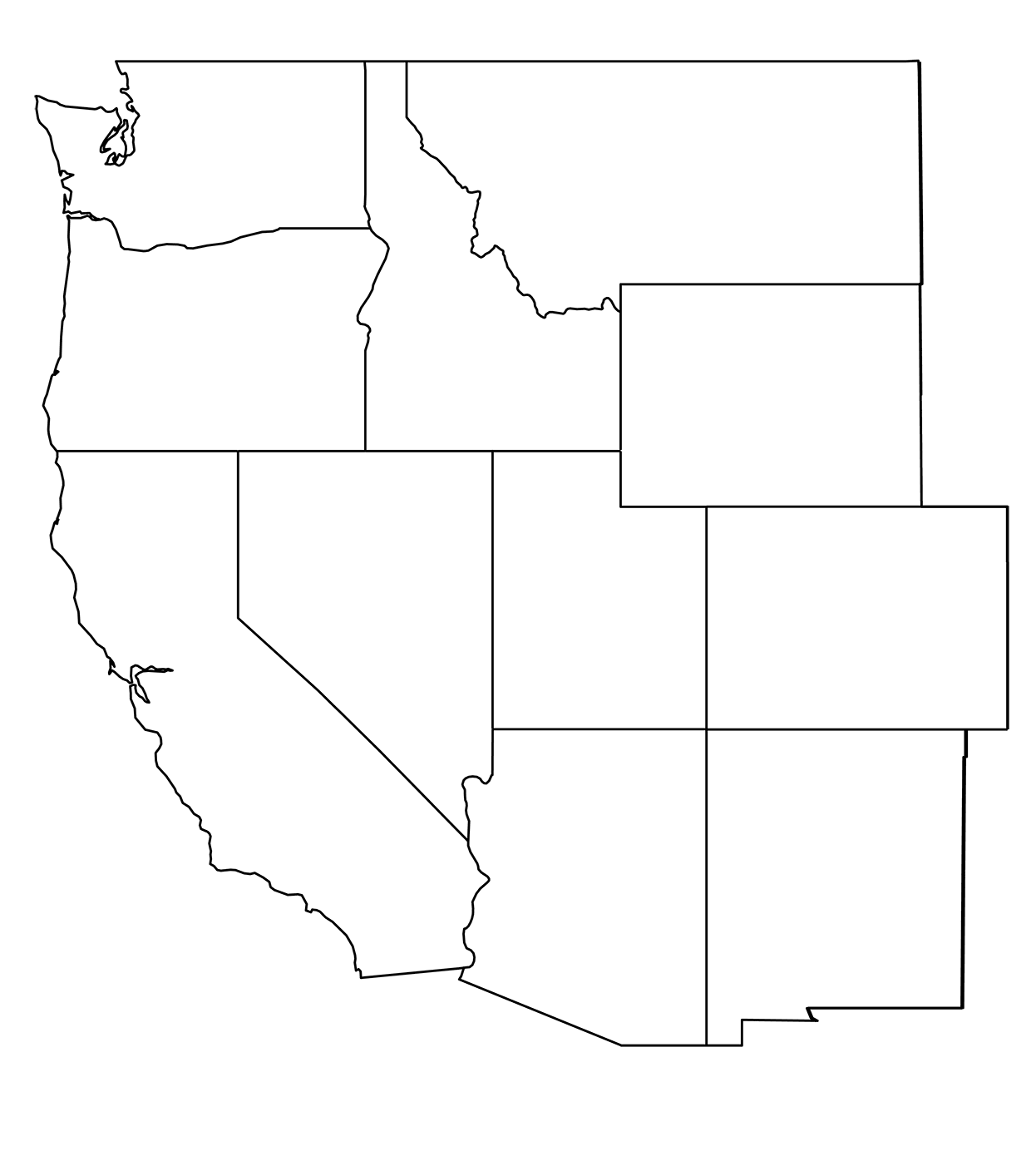 Printable Blank Map Of West Region