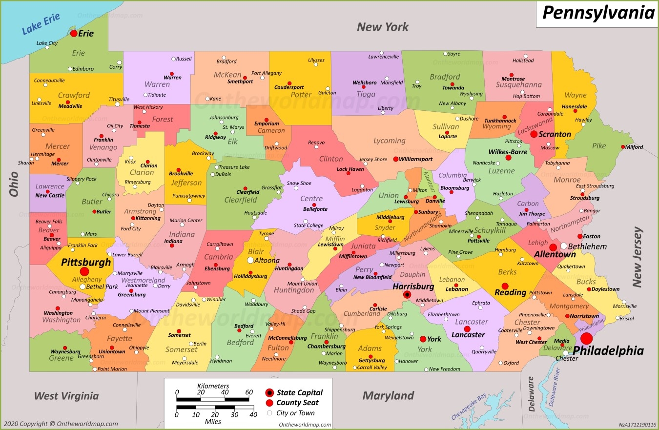 Printable Map Of Pa