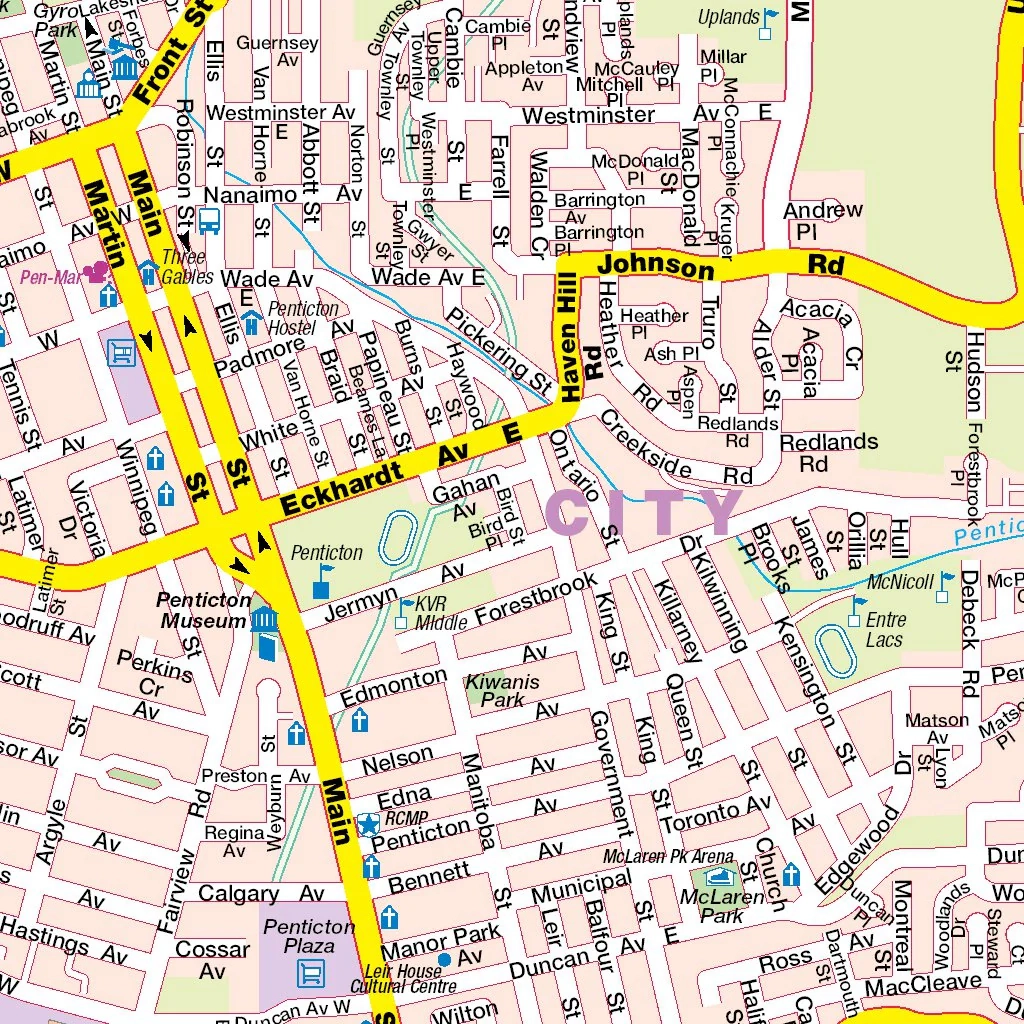 Printable Street Map Of Penticton Bc