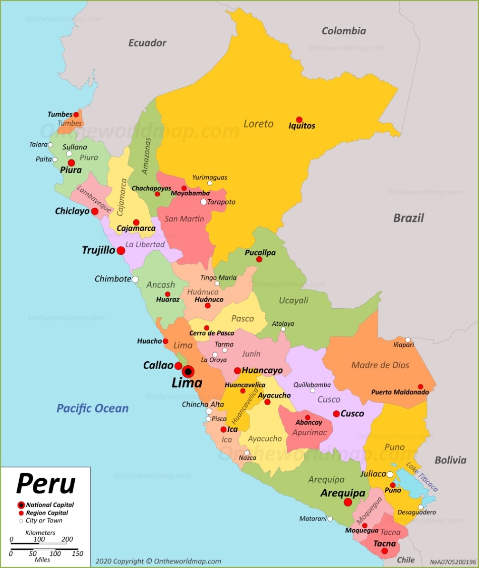 Printable Map Of Peru South America