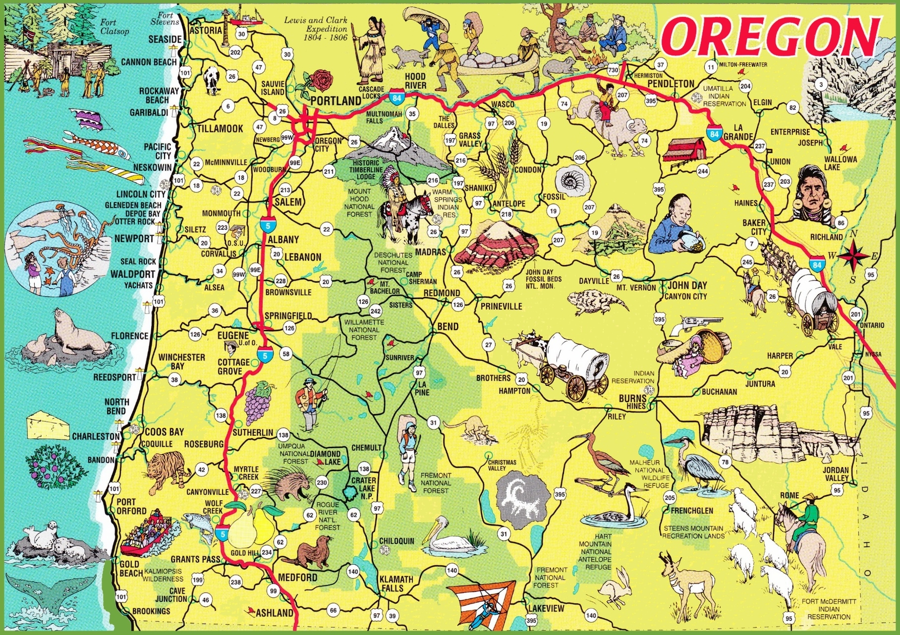 Free Printable Oregon Sightseeing Map