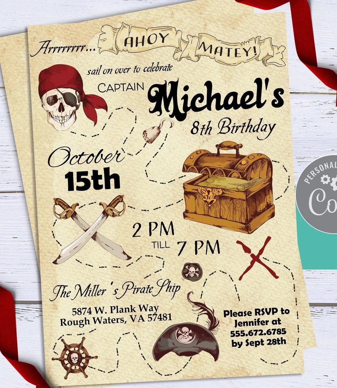 Free Printable Pirate Treasure Map Invitations