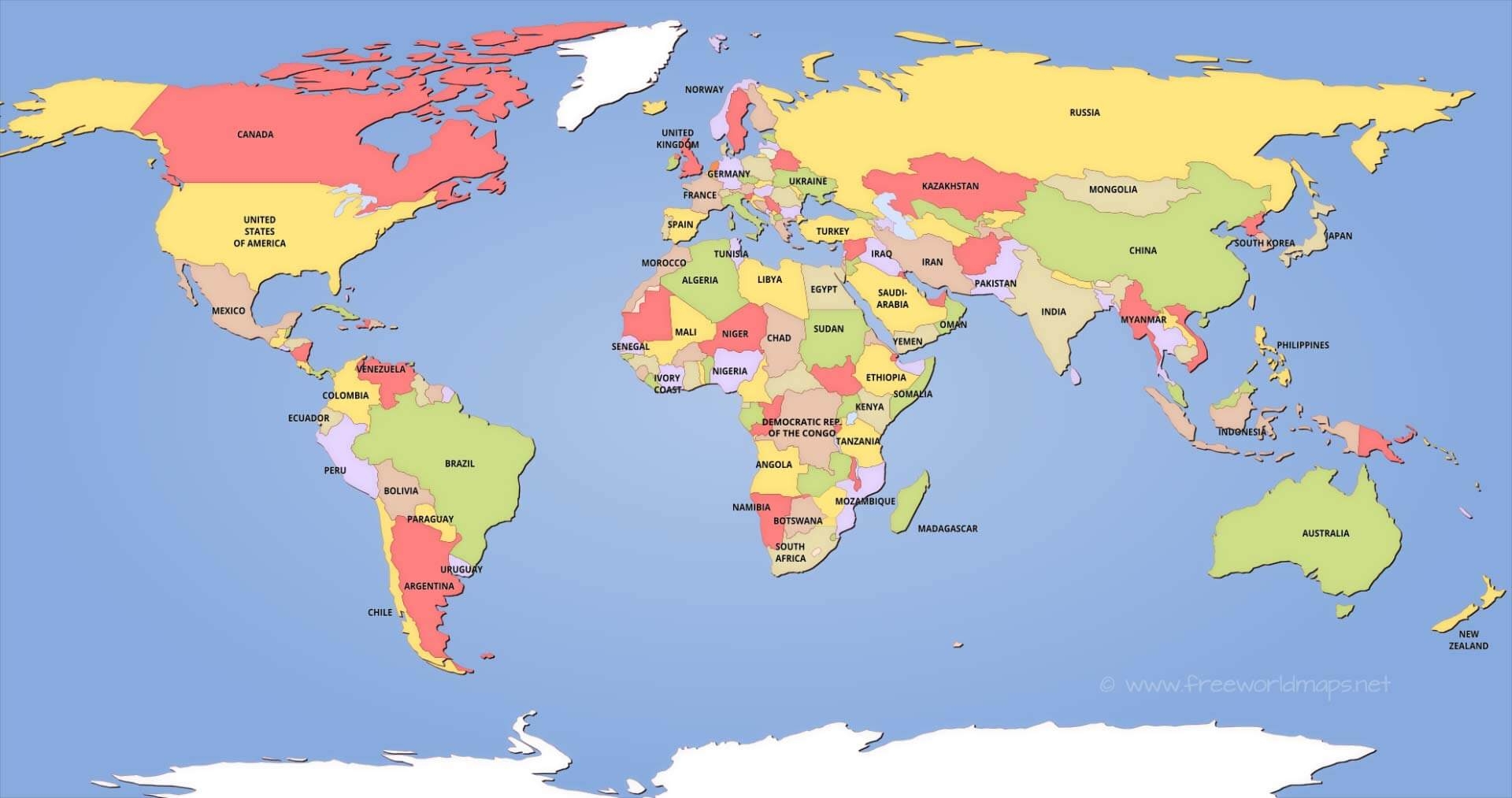 Map World Political Printable