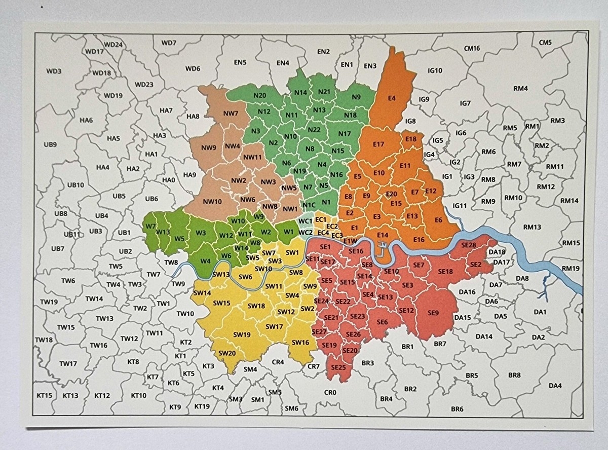Printable Postcode Map Of London