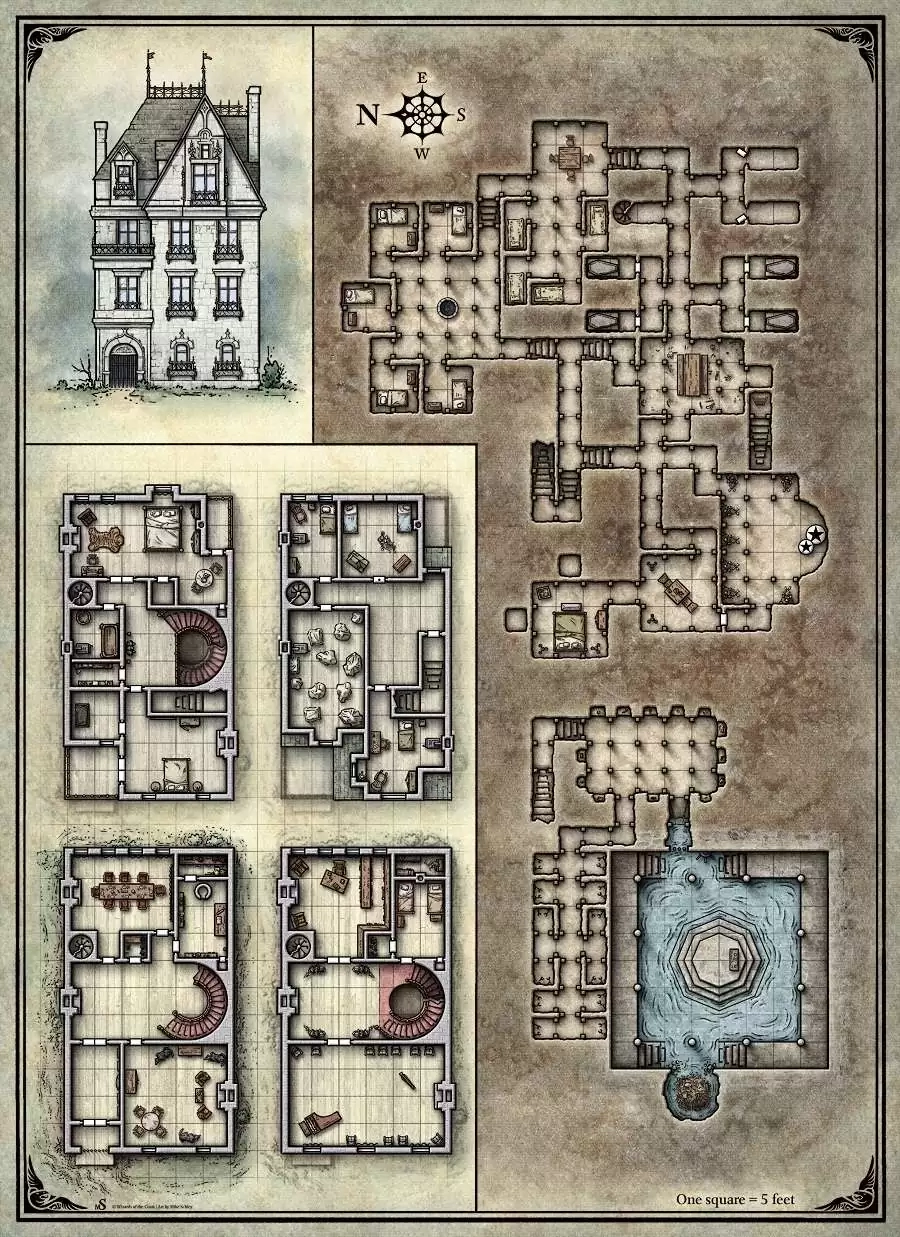 D&D Death House Printable Maps