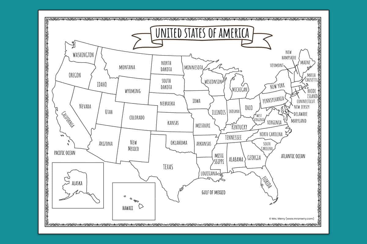 Unites States Map Printable