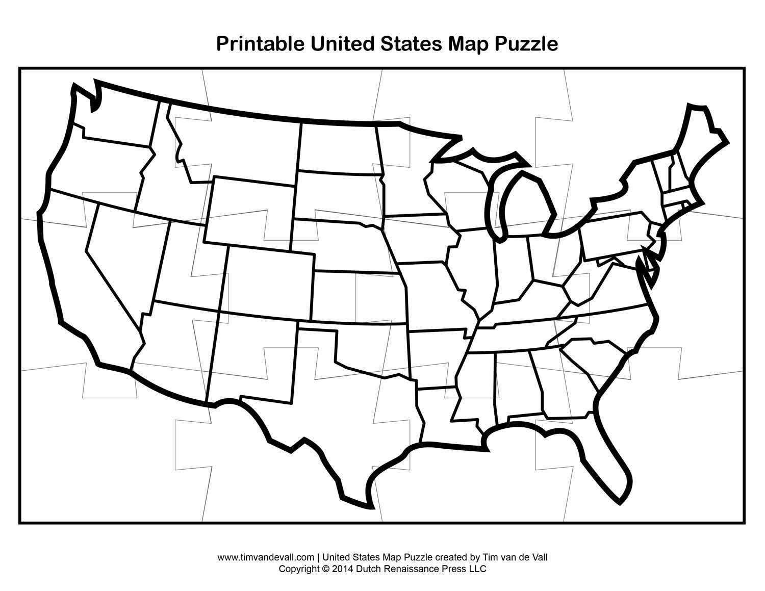 Printable Map Of USA Jigsaw Puzzle