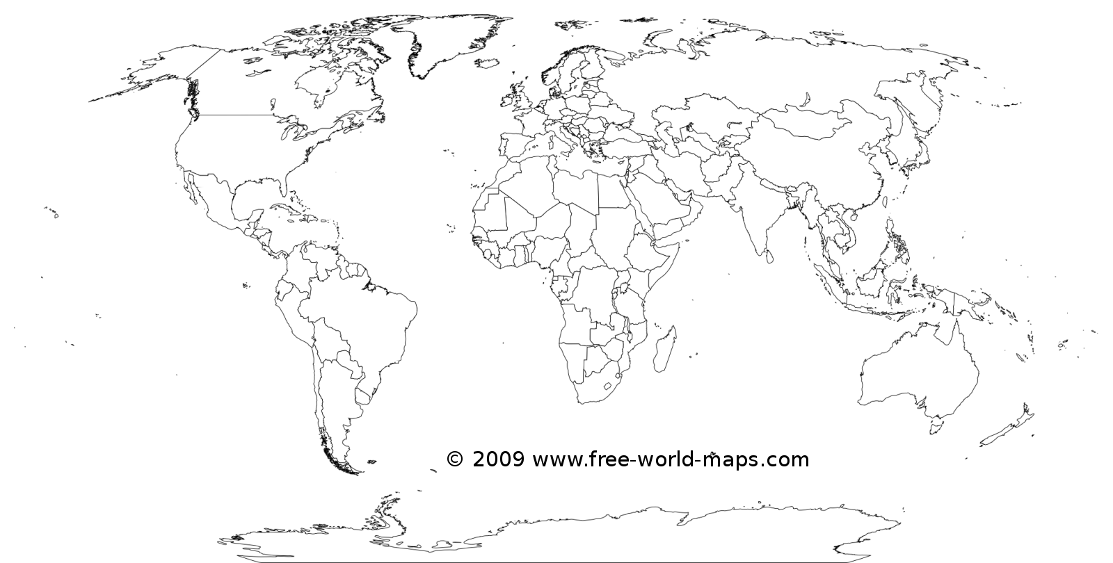 World Map Black White Printable