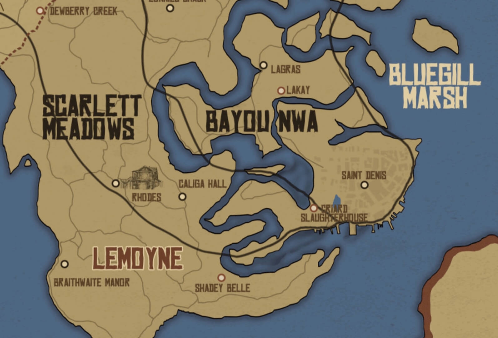 Red Dead 2 Printable Map