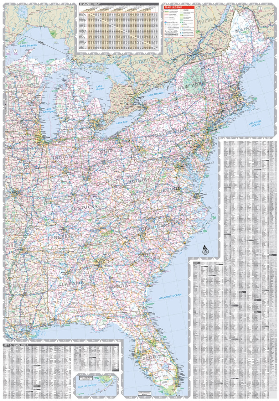 Printable Road Map Of Eastern USA