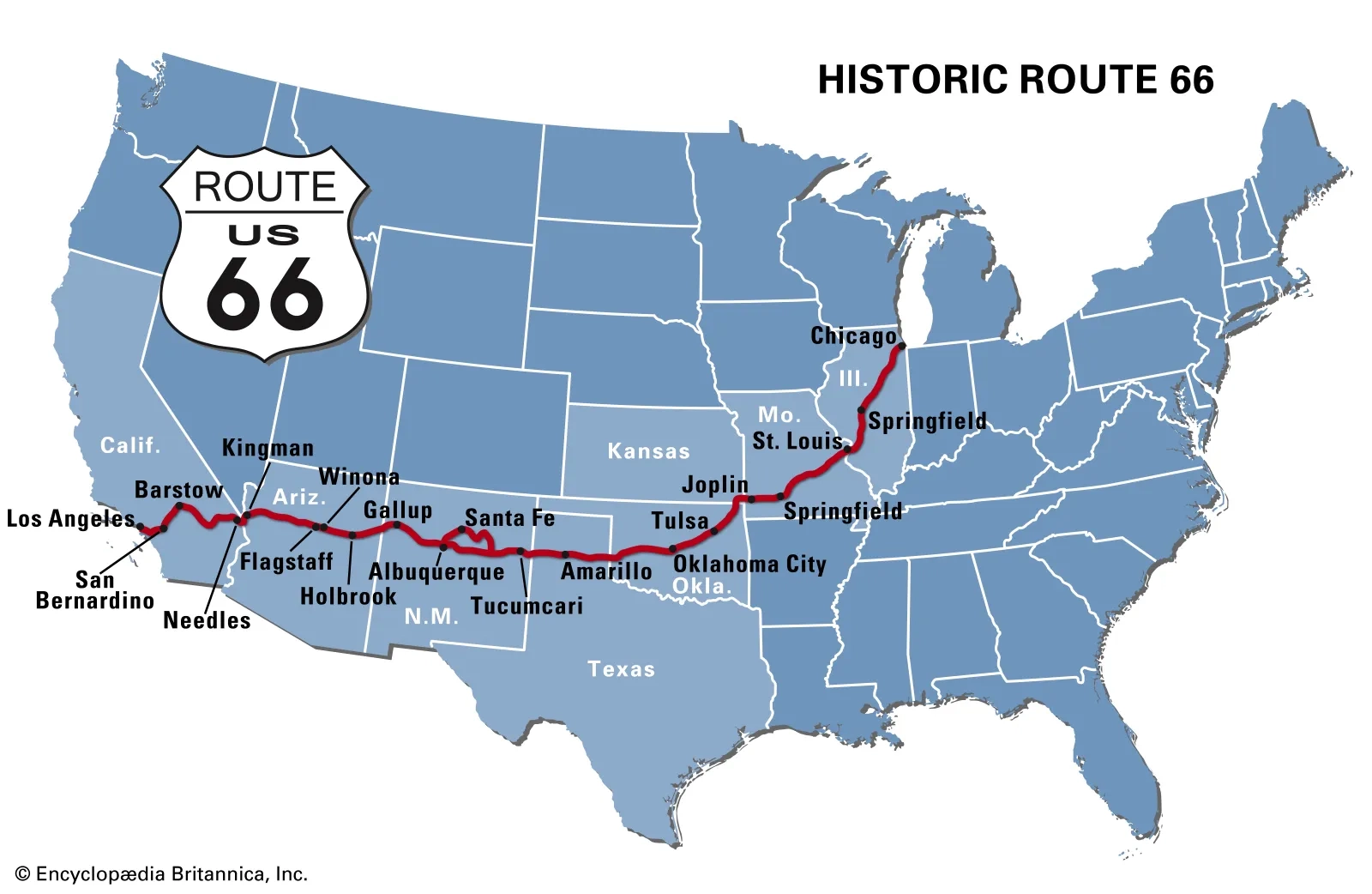 Free Printable Map Of Route 66 USA