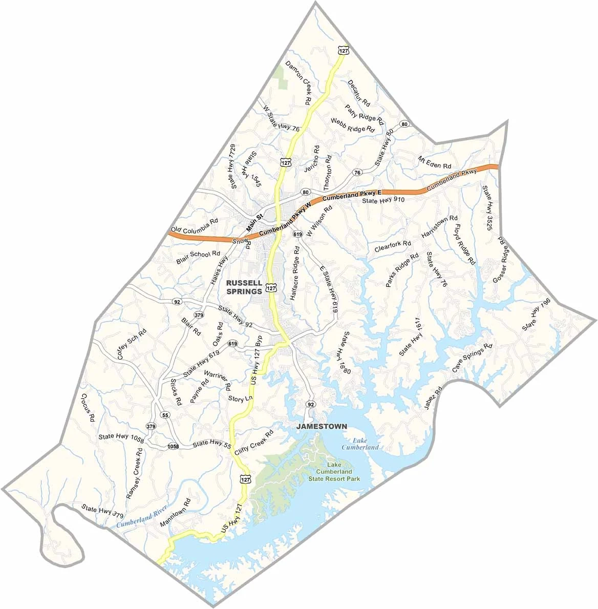 Printable Map Russell Springs