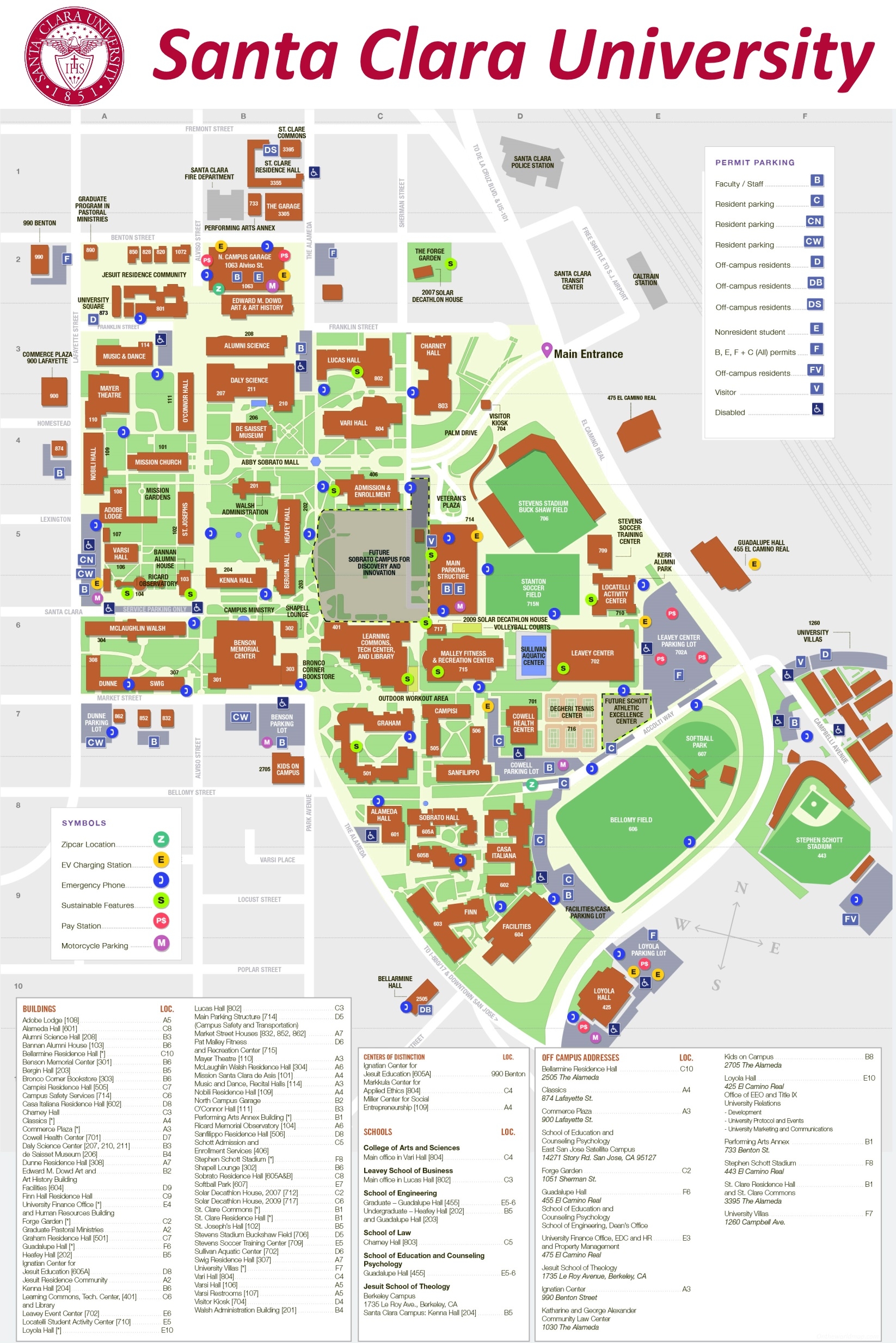 Santa Clara University Campus Map Printable