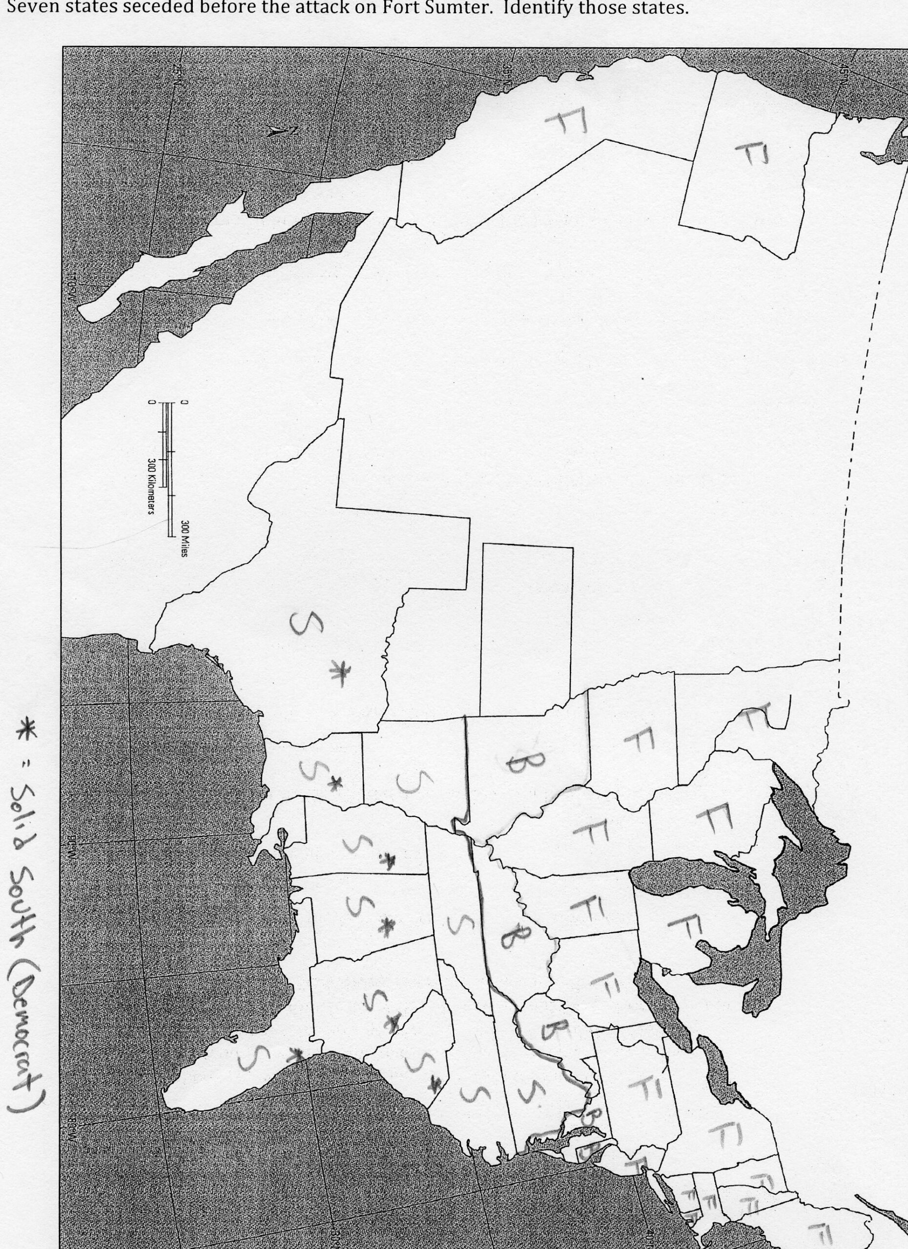 Large Blank Printable Sectionalism Map