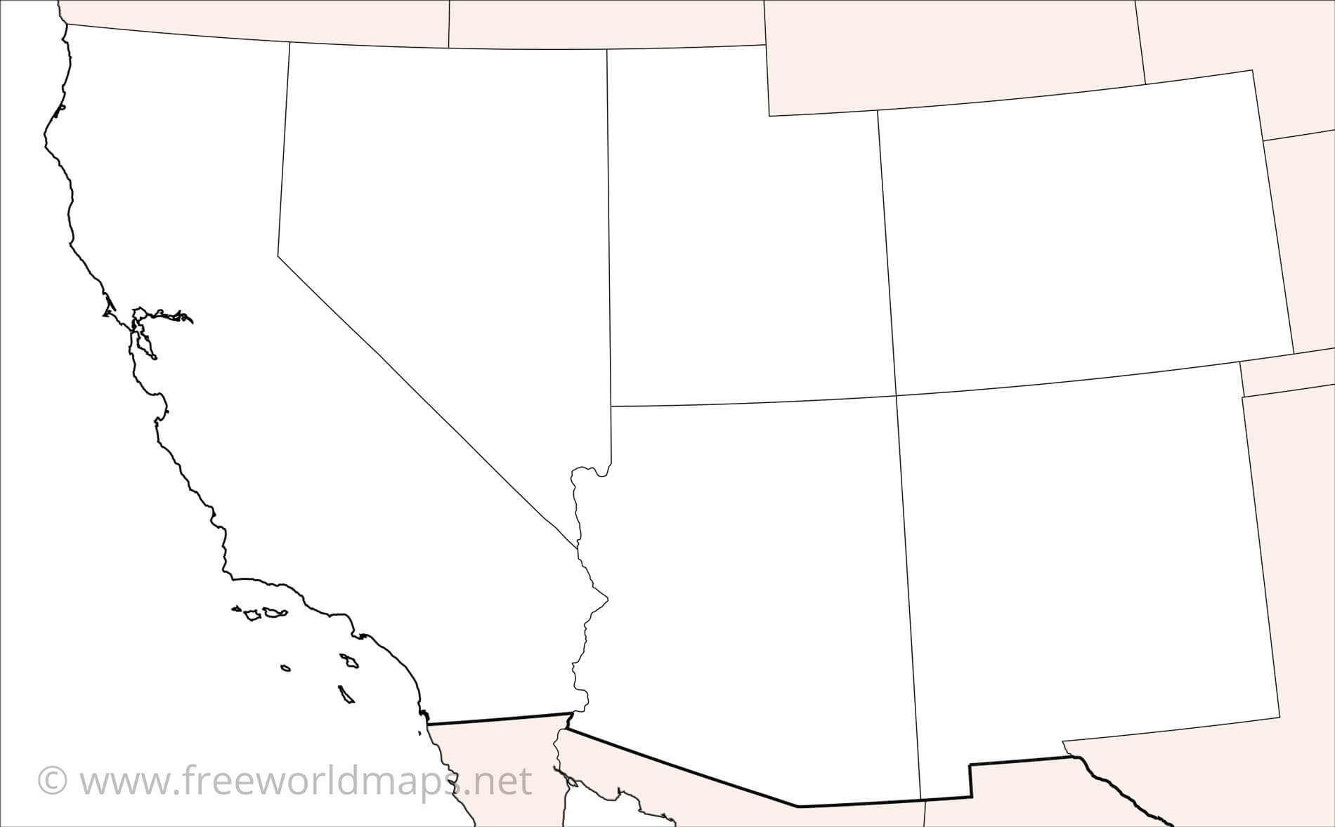 Southwestern USA Printable Map Blank