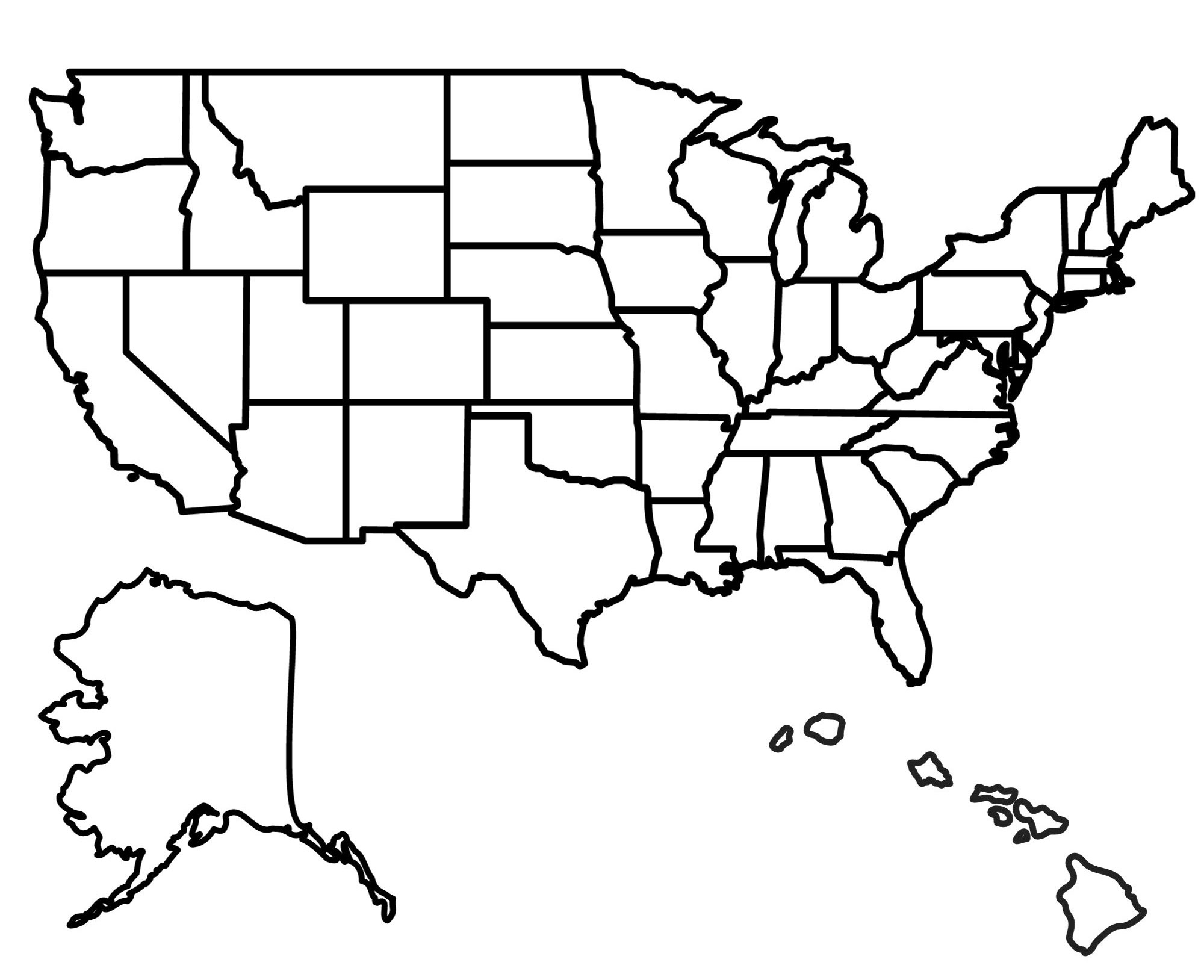 Map USA Blank Printable