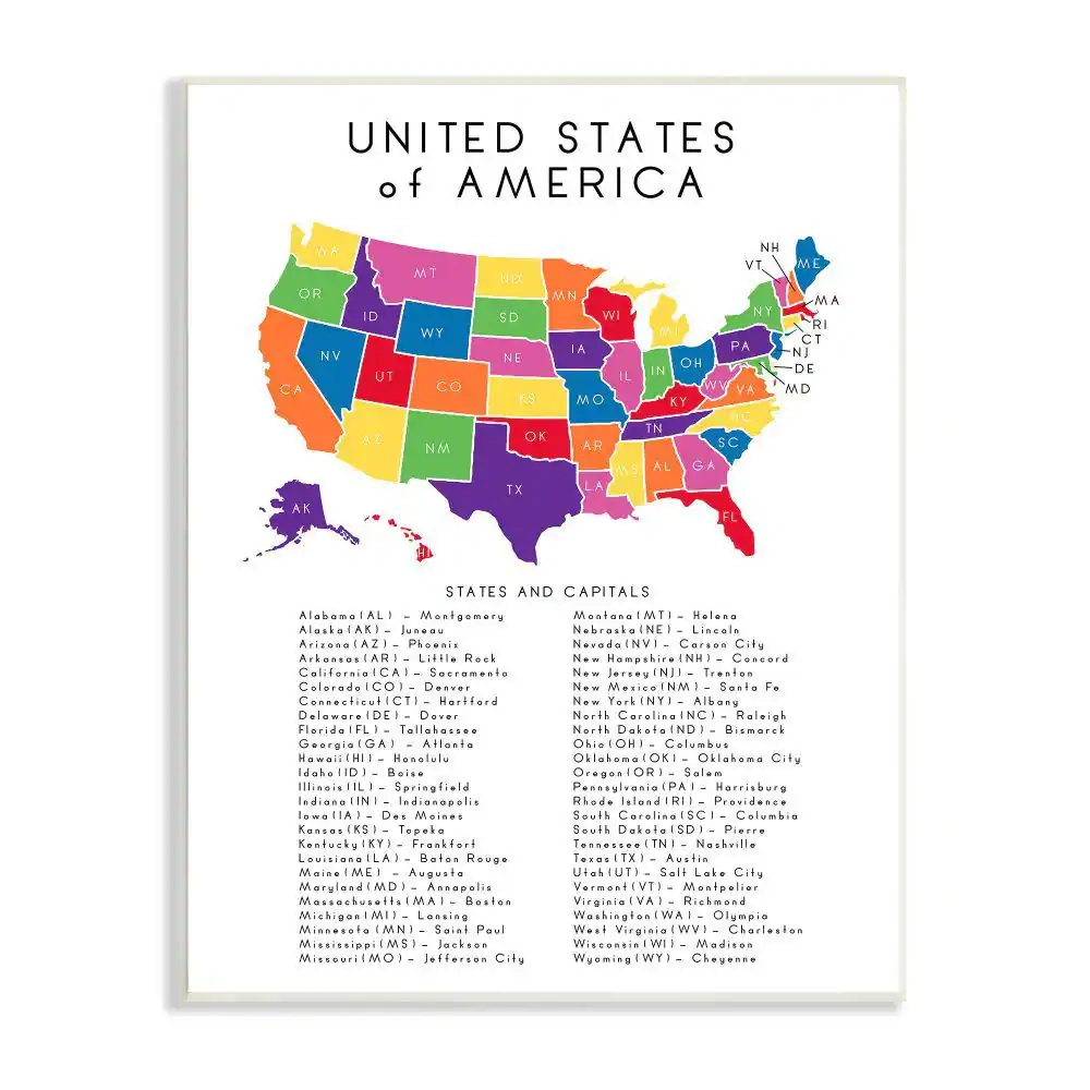 Printable Map Of USA Abbreviations