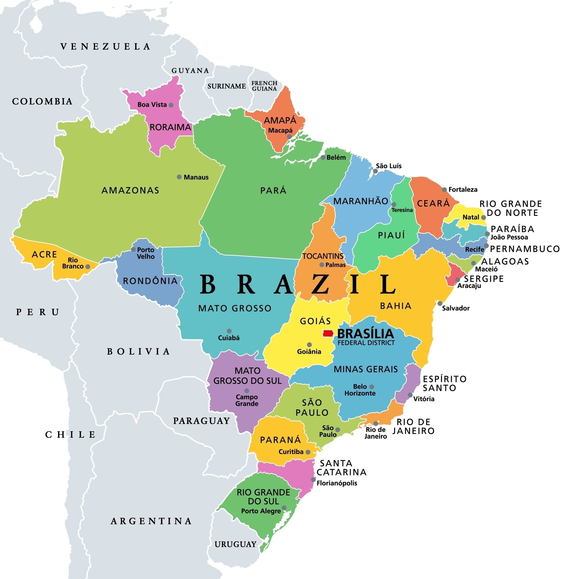 Printable Map Of Brazil With States