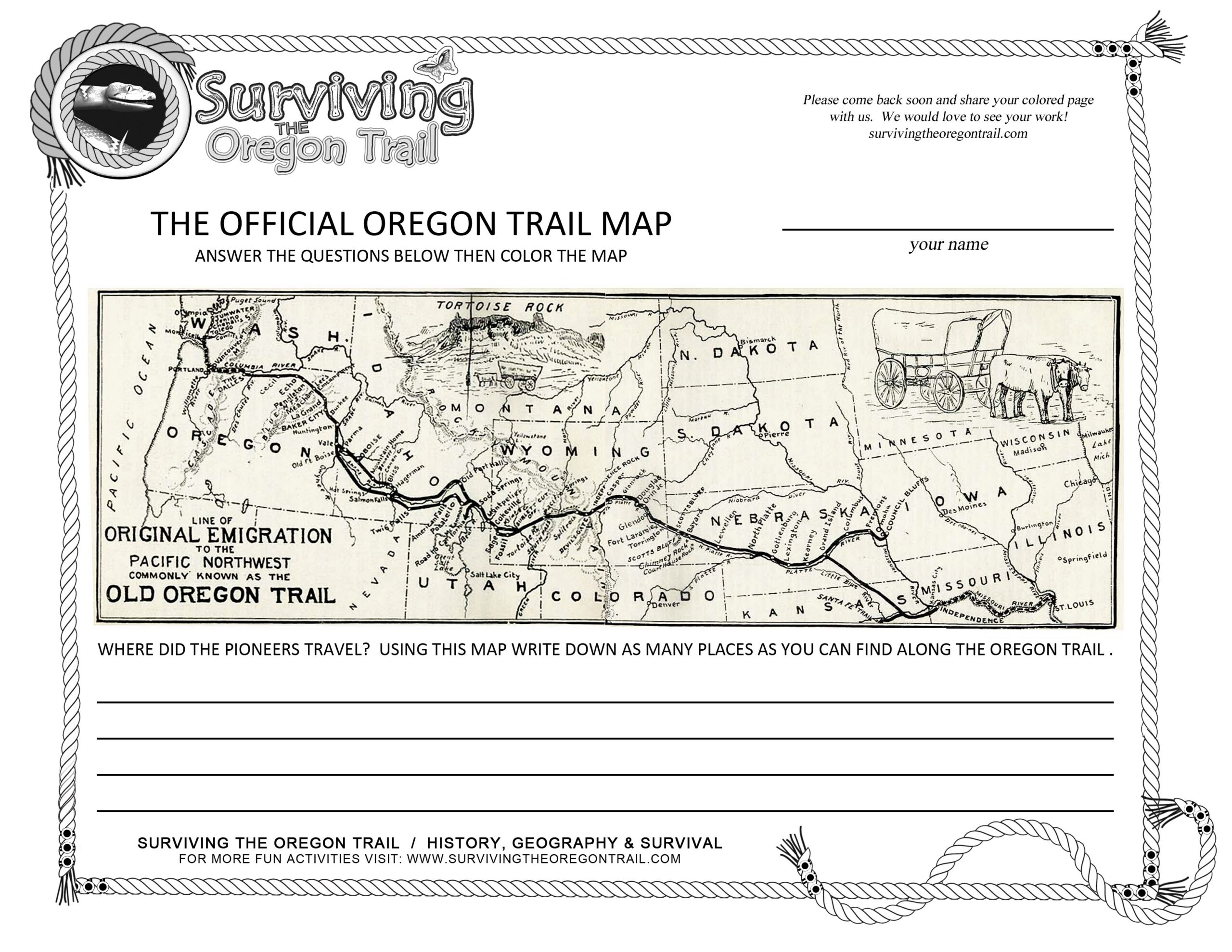 Free Printable Map Of The Oregon Trail