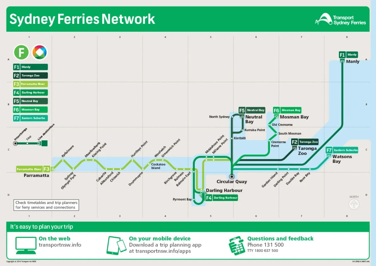 Sydney Ferries Map Printable