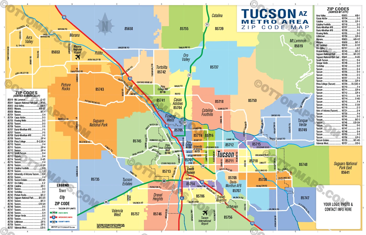 Tucson Zip Code Map Printable