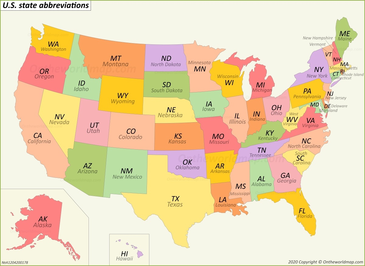 Printable USA Map With State Abbreviations