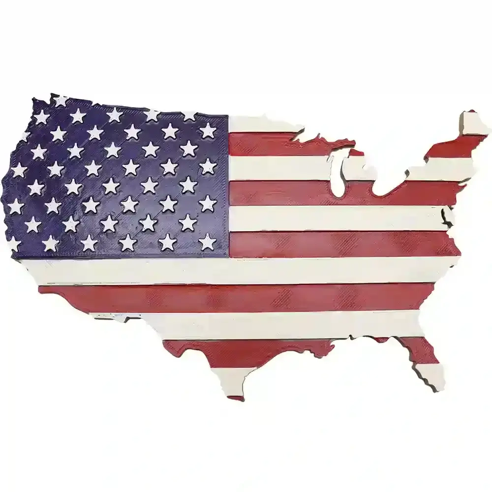 3d Printable USA Map With Flag