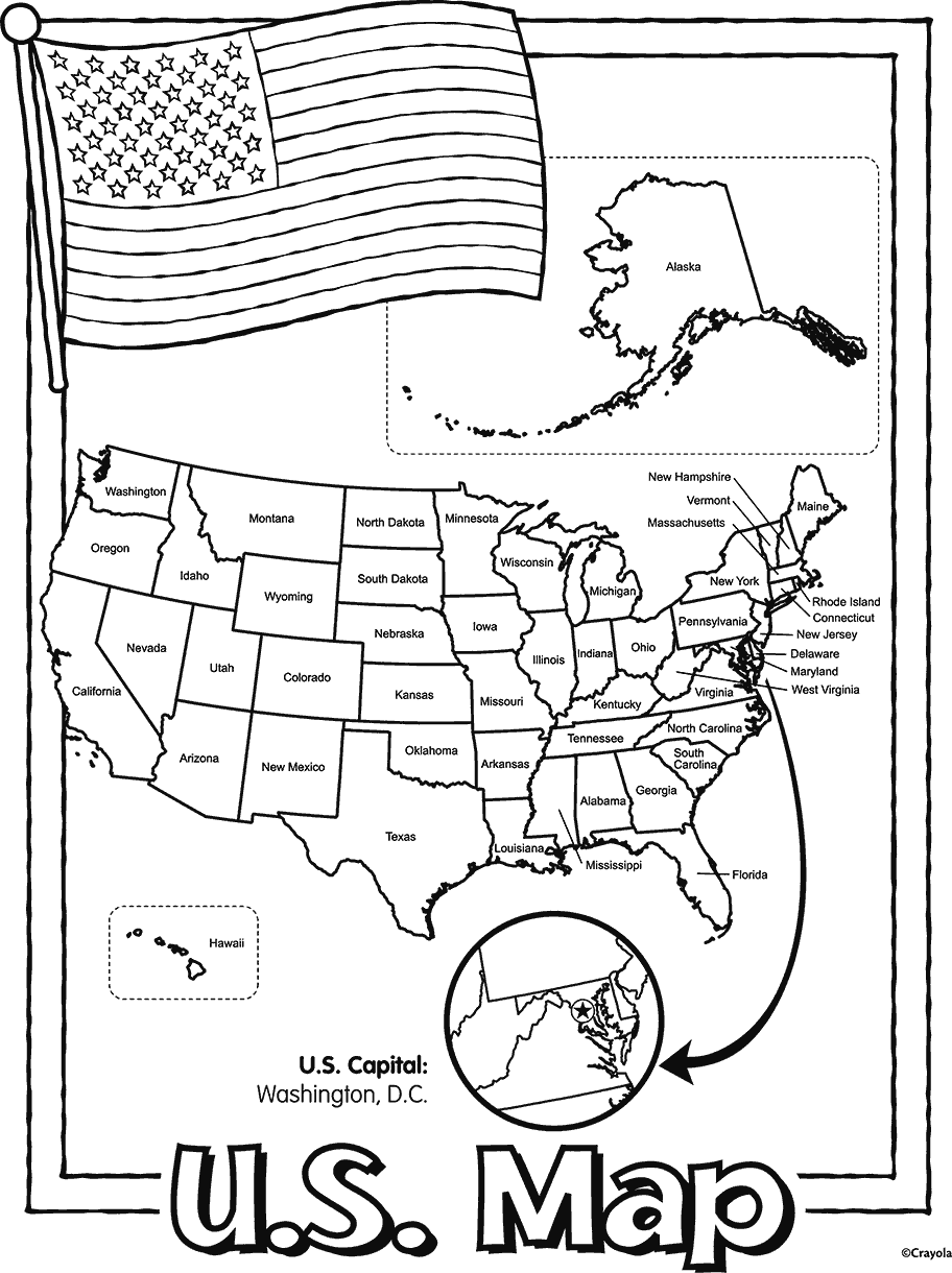 USA Map To Color Printable