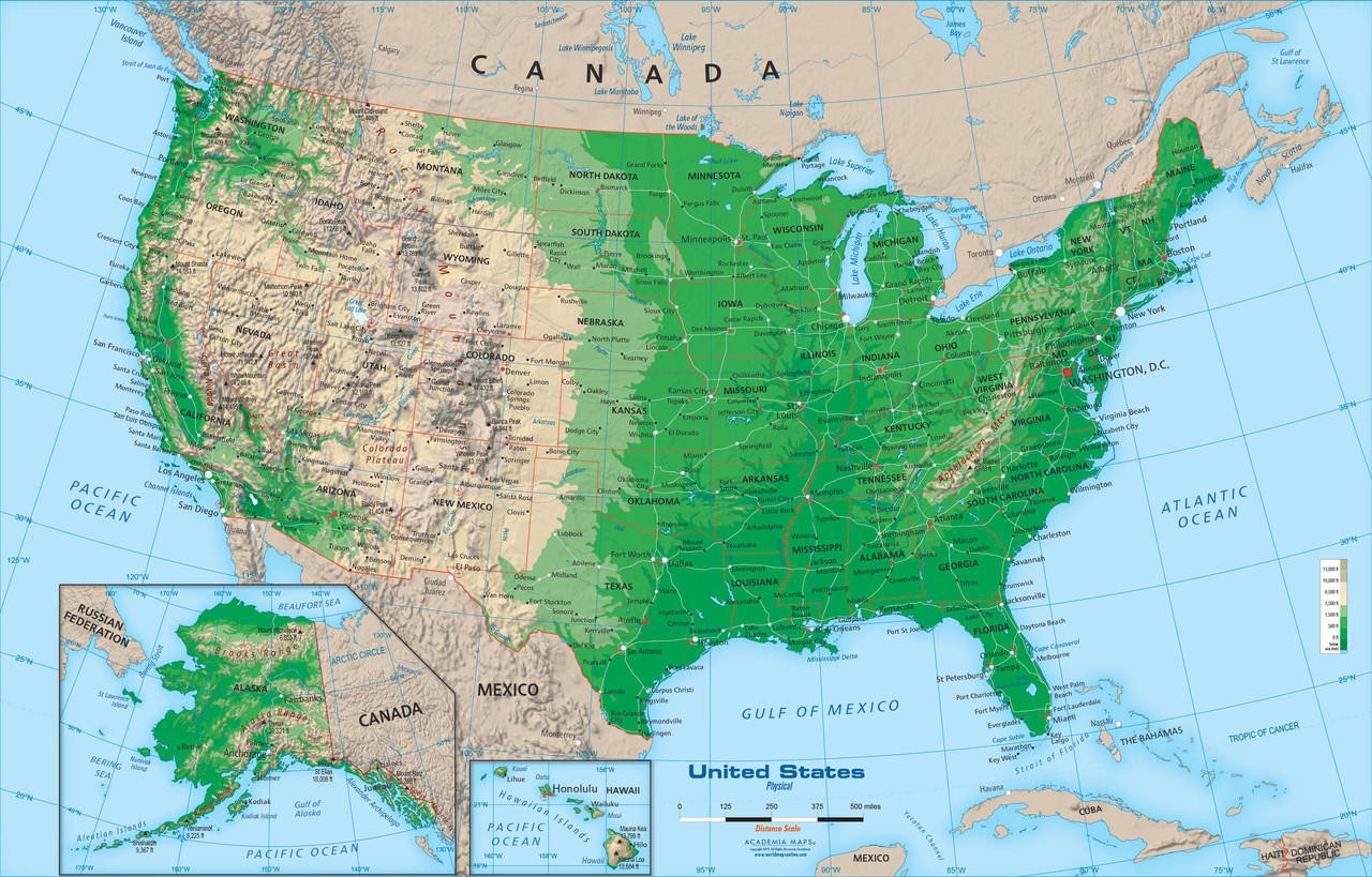 Printable Topographic Map Of USA