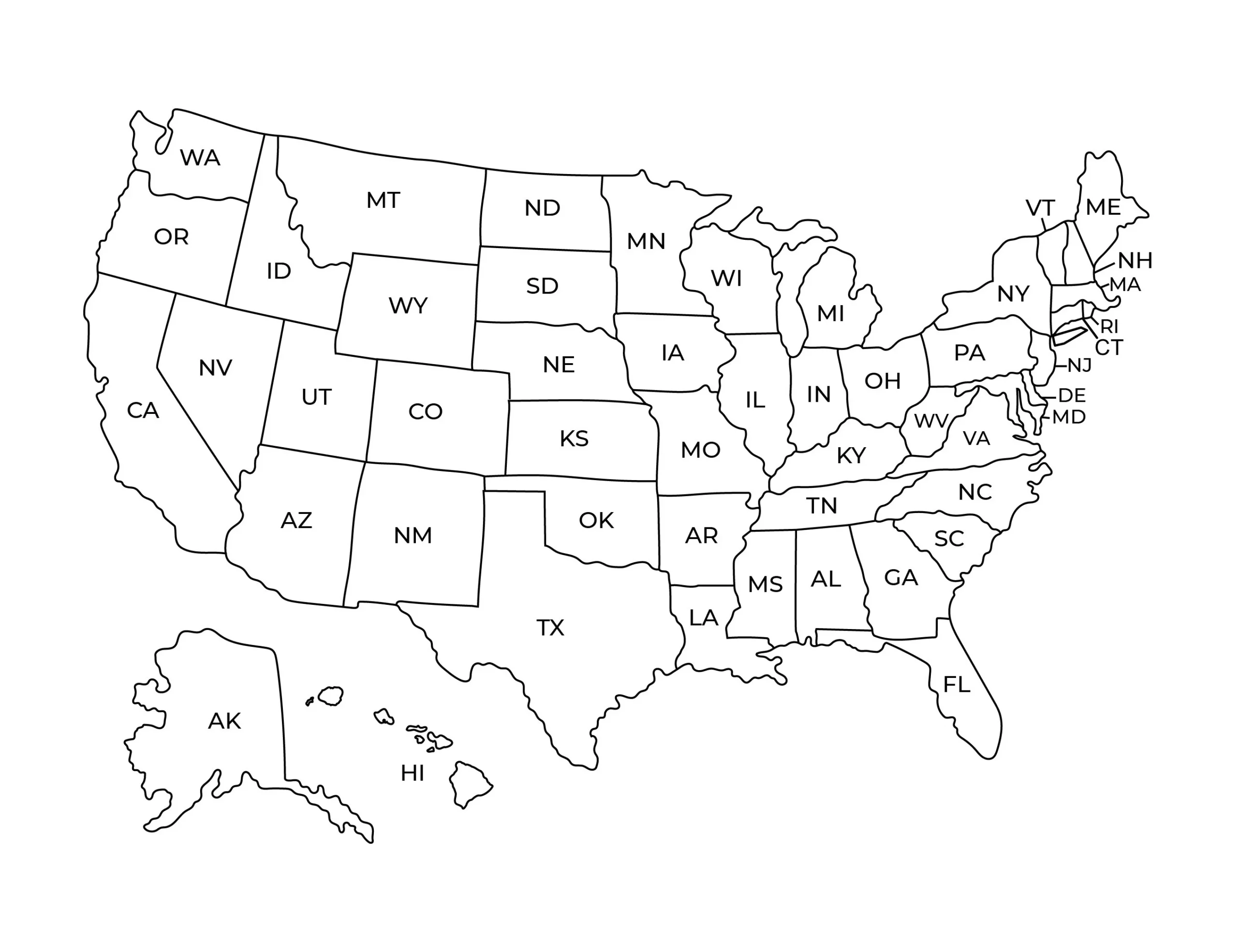 USA Map Printable