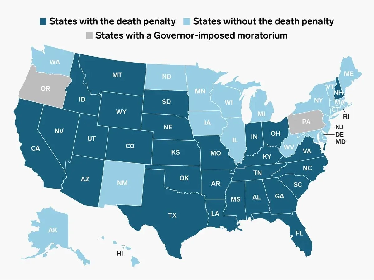 Death Penalty Map Printable